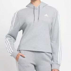 Adidas Gray Cropped Hoodie